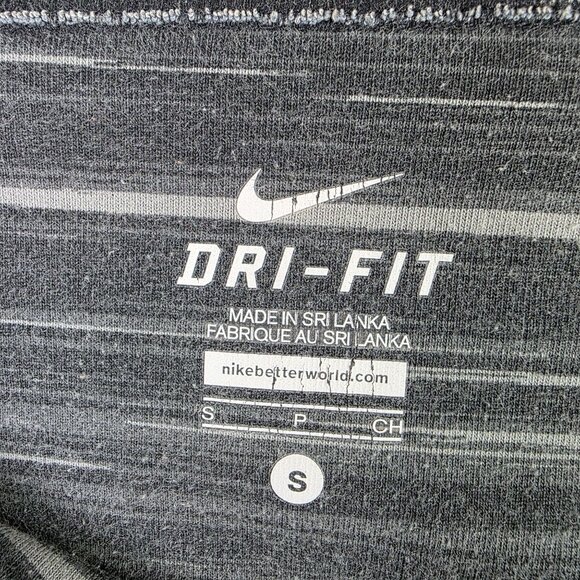 Womens Nike Dri-Fit Gray Striped Athletic Leggings Ankle Cotton Blend Size S - Picture 3 of 11